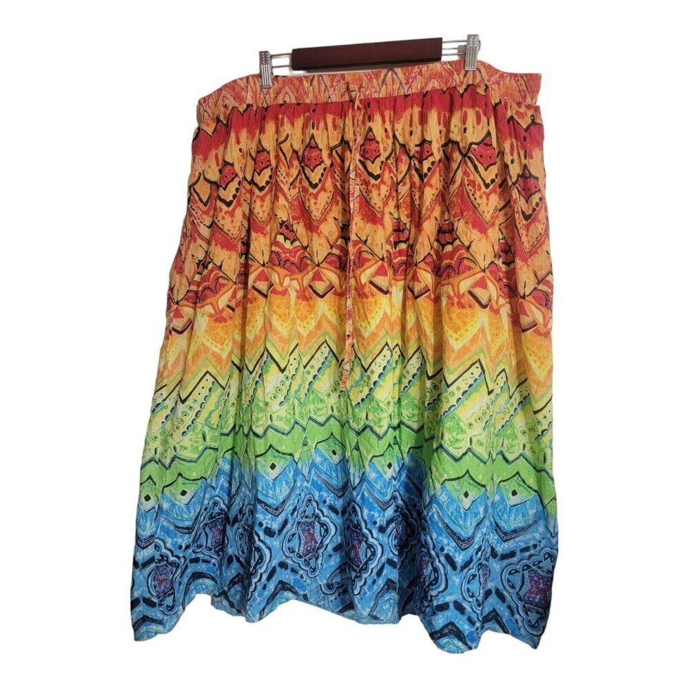 Liz & Me Skirt Women 2X Multicolor Cotton Beach earthy Boho Bohemian Vacation